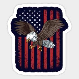 Bald Eagle Retro USA Flag Sticker